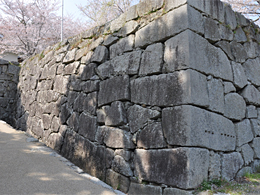 三ノ丸枡形内部東側石垣のハラミ